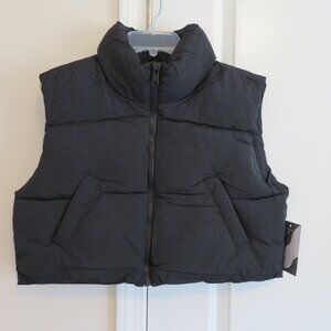 Love Poem Cropped Black Puffer Vest – Sizes S, M, L